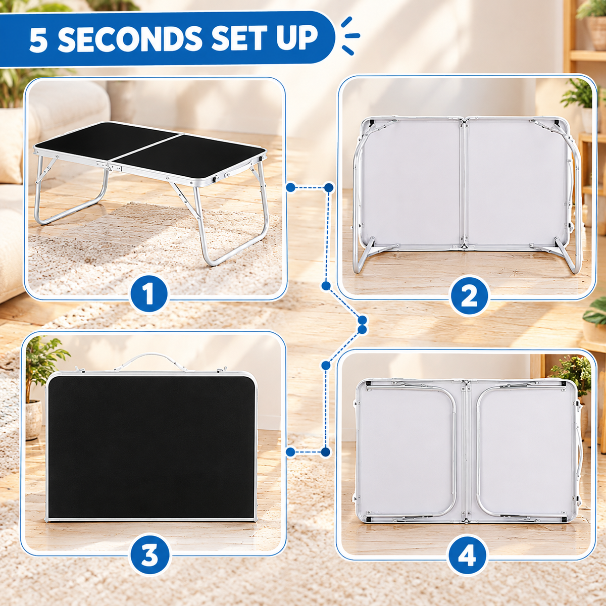 Compact Foldable Floor Table