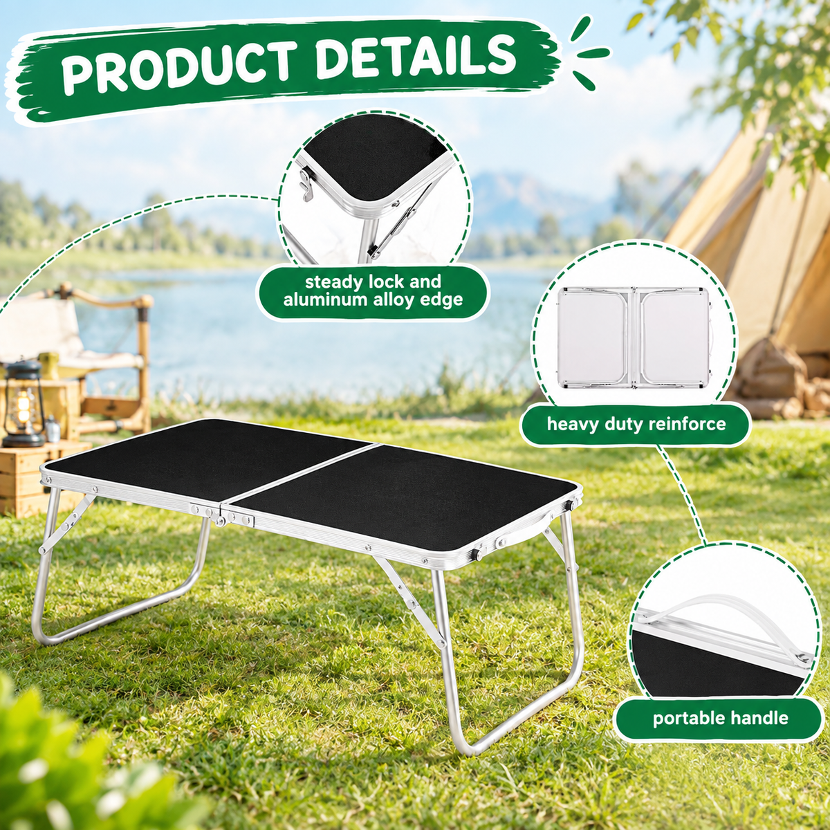 Compact Foldable Floor Table
